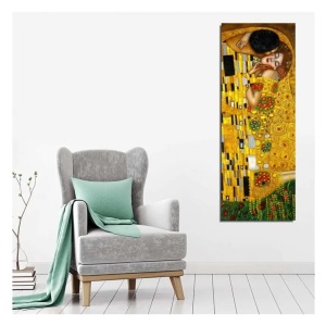 Tablou decorativ Re-Bloom, model Sarutul, lemn/panza, multicolor, 30 x 80 cm - Img 2