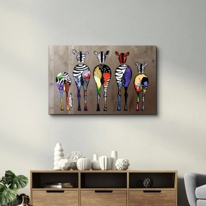 Tablou decorativ Re-Bloom, model zebre, sticla temperata, multicolor, 70 x 110 cm - Img 4