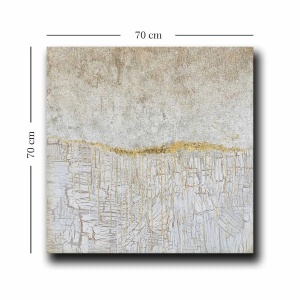 Tablou decorativ Re-Bloom, panza/lemn masiv, gri/auriu, 70 x 70 cm - Img 2