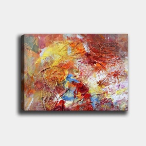 Tablou decorativ Re-Bloom, panza/lemn, multicolor, 70 x 100 cm