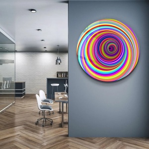 Tablou decorativ Re-Bloom, sticla calita, multicolor, 80 x 80 cm - Img 3