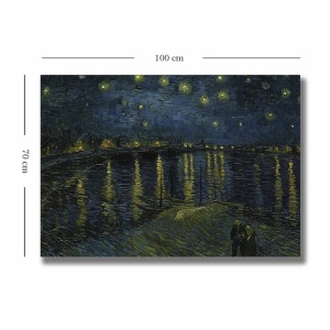 Tablou decorativ Re-Bloom, Vincent van Gogh, panza/lemn, albastru inchis/galben, 70 x 100 cm - Img 3