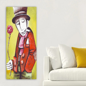 Tablou Omul cu Floarea Wall Art, panza/lemn, multicolor, 120 x 50 cm 