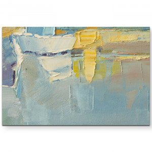 Tablou, panza, albastru/galben, 80 x 120 cm