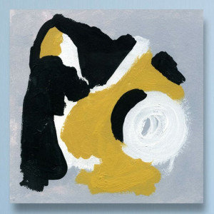 Tablou Toca Discos, panza, negru/alb/galben, 109 x 109 cm - Img 3