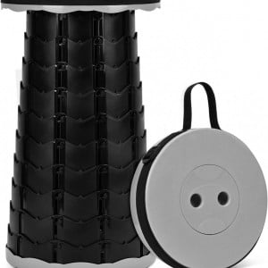 Taburet pliabil telescopic Ekkong, polipropilena, negru/gri, 24,5 x 45 cm