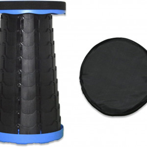Taburet pliabil telescopic Kapler, polipropilena, negru/albastru 25 x 45 cm