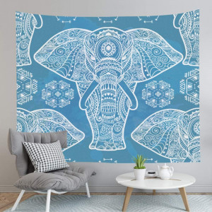 Tapiserie de perete TOKYMOON, textil, albastru/alb, 230 x 150 cm - Img 5