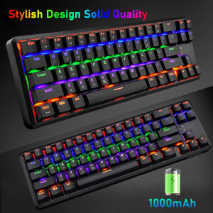 Tastatura mecanica Wireless pentru gaming UrChoiceLtd, LED, RGB, plastic, negru, 35,5 x 11 x 3,5 cm - Img 8