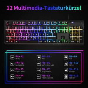 Tastatura multimedia Shenzhen Zhuoyi Electronics Co. Ltd cu cablu USB 1.7 m, iluminare cu LED, multicolor - Img 3