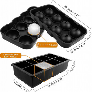Tava pentru cuburi de gheata cu capac Hoqque, negru, silicon, 23,5 x 12,5 cm - Img 6