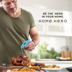 Termometru digital pentru carne Home Hero, citire instanta, otel inoxidabil/plastic, albastru/argintiu, 13 x 2,5 x 2,3 cm - Img 2