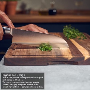 Tocator din Lemn Natural de Salcam, Orient, Canelura pentru scurgerea sucului, 40.5 x 30.5 cm, Resigilat, Grad A - Img 3