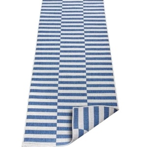 Traversa Gala Lm, textil, alb/albastru, 80 x 350 cm