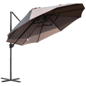 Umbrela dubla anti-UV impermeabila Re-Bloom, poliester/otel, diametru 270 cm, inaltime 250 cm, baza 100x100 cm, 18 kg, maro - Verificat A · Re-Bloom - Img 4