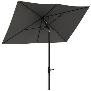 Umbrela gradina dreptunghiulara inclinabila, aluminiu, 2x3m, manivela, Gri inchis - Verificat A · Re-Bloom