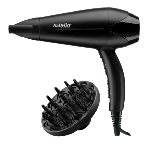 Uscator de par BaByliss D563DE, 2100W, 2 viteze, 3 trepte de temperatura, 2 accesorii: difuzor, concentrator, Tehnologie Ceramica, Negru, Resigilat, Grad A