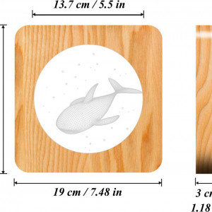 Veioza OSVINO, LED, model balena, lemn masiv, natur, 19 x 19 x 3 cm - Img 6