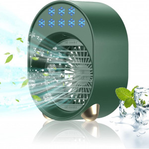 Ventilator portabil Bseical, plastic, verde, 9.3 x 13.6 x 17.8 cm - Img 1