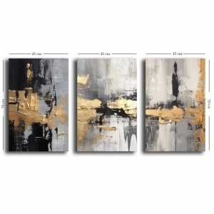Wallity set 3 tablouri decorative canvas, 3x45x70 cm, dimensiune totala 145x70 cm, panza 100% 2.8mm, rama lemn pin 100%, multicolor - Verificat A · Re-Bloom - Img 2