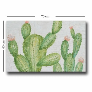 Wallity tablou decorativ model cactus canvas 45x70 cm, panza/lemn, alb/verde - Verificat A · Re-Bloom - Img 2