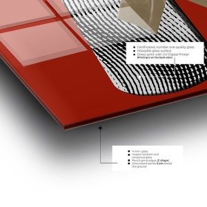 Wallity tablou decorativ pe sticla temperata, 40x60 cm, sticla 100% grosime 4mm, rosu/argintiu - Verificat A · Re-Bloom - Img 5