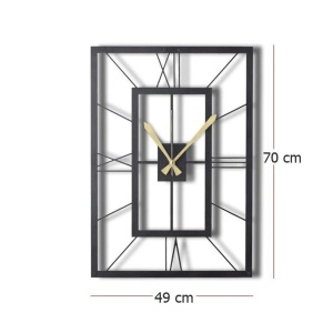 Wallxpert ceas de perete decorativ, metal 100% grosime 2mm, 70x49 cm, mecanism AA, negru/auriu - Verificat A · Re-Bloom - Img 4