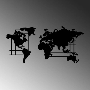 Wallxpert decor de perete din metal, model World Map, 120x56 cm, grosime 1.5mm, 2.23 kg, design modern, negru - Verificat A · Re-Bloom - Img 5