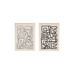 Wallxpert set 2 tablouri decorative cu rama, 2x50x70 cm, MDF 3mm, cadru lemn masiv 2.5 cm, multicolor - Verificat A · Re-Bloom
