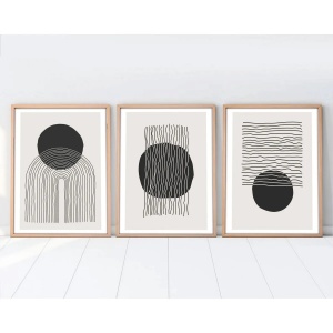 Wallxpert set 3 tablouri decorative cu rama, 3x50x70 cm, MDF 3mm, cadru lemn solid 2.5 cm, multicolor - Verificat A · Re-Bloom