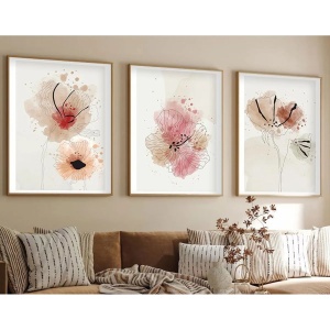 Wallxpert set 3 tablouri decorative cu rama, 3x50x70 cm, MDF 3mm, cadru lemn solid 2.5 cm, multicolor - Verificat A · Re-Bloom - Img 5