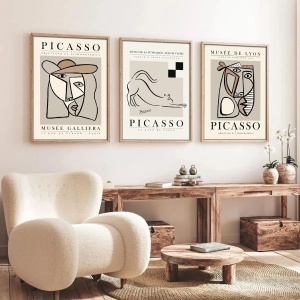 Wallxpert set 3 tablouri decorative cu rama, 3x50x70 cm, MDF 3mm, cadru lemn solid 2 cm, multicolor - Verificat A · Re-Bloom - Img 2