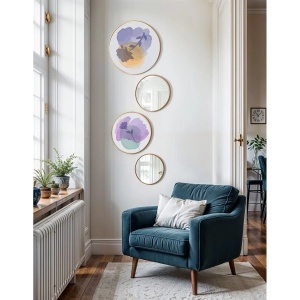 Wallxpert set 4 piese lemn masiv, 45x45 + 36x36 + 27x27 + 18x18 cm, 2 tablouri + 2 oglinzi, lemn masiv 100% grosime 1.5cm, multicolor - Verificat A · Re-Bloom - Img 2
