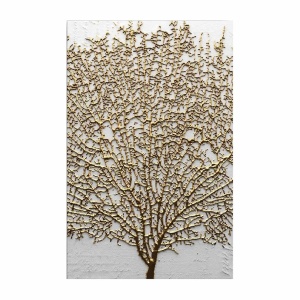 Wallxpert tablou decorativ canvas 45x70 cm, panza 100% grosime 2.8mm, rama lemn pin 100% 22mm, auriu/alb - Verificat A · Re-Bloom