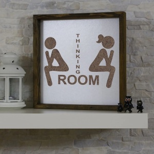 Wallxpert tablou decorativ inramat, 34x34 cm, MDF 3mm, gravura laser, cadru lemn pin solid 3.5cm, maro/alb - Verificat A · Re-Bloom - Img 4