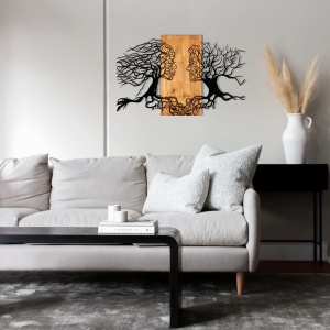 Accesoriu decorativ perete Tutku, lemn si metal, 92x58cm, Negru/Maro - Verificat A · Re-Bloom - Img 4