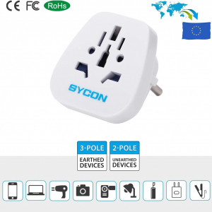 Adaptor universal Sycon, plastic, alb, 5,5 x 5,5 x 4,5 cm - Img 4