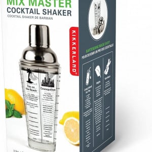 Agitator de cocktailuri Kikkerland, sticla/otel inoxidabil, transparent, 400 ml, 9 x 22 cm 