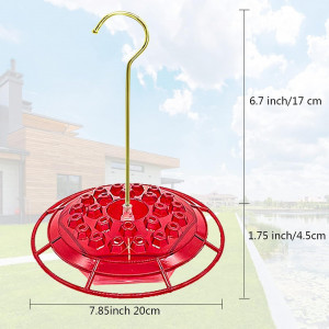 Alimentator de pasari cu dozator de apa detasabil NMM, plastic/ metal, rosu, 20 x 21,5 cm 