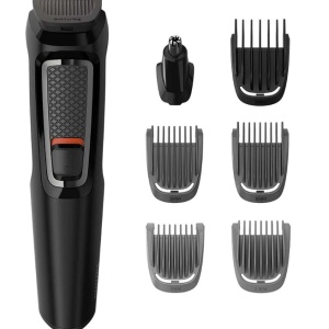 Aparat de tuns barba si parul 7 in 1 PHILIPS Multigroom MG3720/15, Lame cu ascutire, acumulator, 2 piepteni aspect nebarbierit, 2 piepteni barba, 1 pieptene par, Negru, Resigilat, Grad A