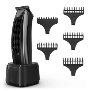 Aparat de tuns Rowenta x Karl Lagerfeld Barber Experience TN155LE0, 6500 rpm, autonomie 150 min, 6 piepteni ficsi 3-6 -9-12-18-25 mm, 6 piepteni fade stanga - dreapta, setare precizie 0.3mm, lame inox, indicator LED, baza de incarcare, Resigilat, Grad A