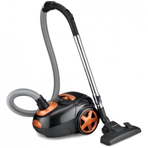Aspirator cu sac Heinner HVC-VBK750S, 750 W, 2.5 L, putere variabila, sac textil, Hepa 11, Negru/Portocaliu, RESIGILAT, 1 AN GARANTIE