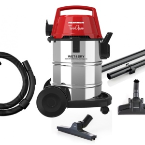Aspirator multifunctional Heinner HVC-MWD1400RD, Putere 1400W, Aspirare umeda si uscata, Capacitate 6L, Sac textil, Functie suflare, Inox/Rosu