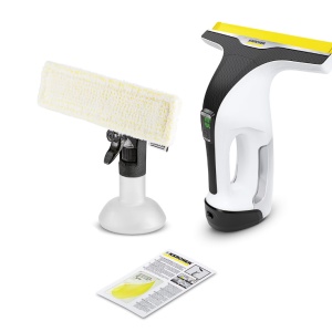 Aspirator pentru geamuri Karcher WV 6 Plus, autonomie 100 min, randament max. 300 m², rezervor 150 ml, recipient pulverizator cu laveta din microfibra, incarcator rapid, detergent 20 ml, 1.633-741.0, Alb/Negru, Resigilat, Grad A