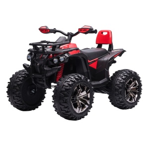 ATV electric copii Re-Bloom, 12V 10AH, metal/PP, 100x65x73 cm, faruri+pedale, 3-8 km/h, autonomie 45 min, varsta 3-5 ani, 30 kg, rosu/negru - Verificat A · Re-Bloom