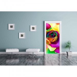 Autocolant pentru ușă Multi-Coloured Roses, 200 x 90 cm - Img 2