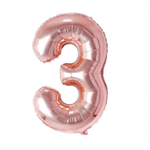Balon aniversar Maxee, cifra 3, rose, 40 cm