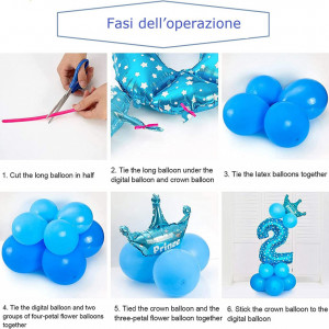 Balon aniversar PARTY GO, cifra 0, folie/latex, alb/albastru, 65 cm - Img 2