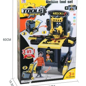 Banc de lucru jucarie Rovo 928, cu unelte si accesorii, 45 piese - Img 2