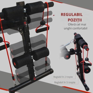 Banca multifunctionala pentru fitness, reglabila, otel/EVA, rosu/negru, 56,5 x 135 x 50-68 cm, Resigilat, Grad A - Img 5